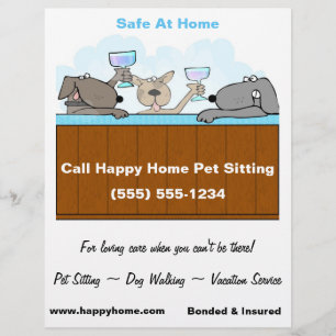Hot Tub Dogs Celebrating with Champagne 8x11 Flyer