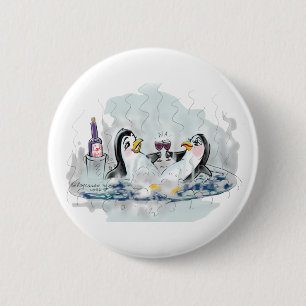 Hot Tub Penguin 2 Inch Round Button