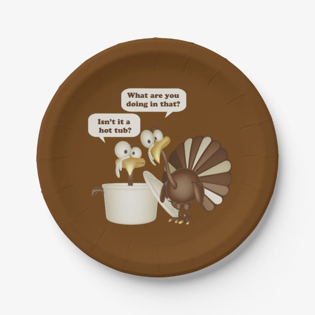 Hot Tub Turkey Paper Plate (Front)