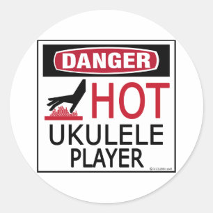 Hot Ukulele Player Classic Round Sticker