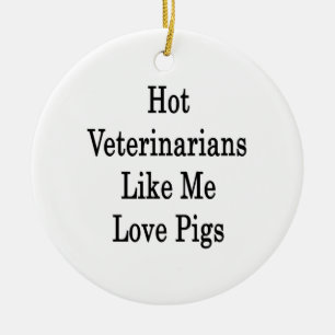 Hot Veterinarians Like Me Love Pigs Ceramic Ornament