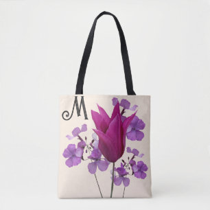 Hot vintage purple flowers summer beach fashion tote bag