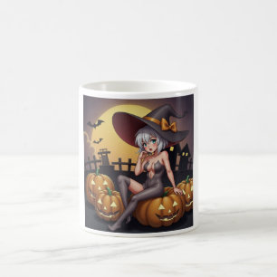 Hot Witch in Halloween Pumpkin Patch Coffee Mug