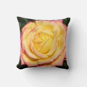Hot yellow pink Rose Flower Throw Pillow