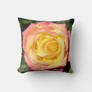 Hot yellow pink Rose Flower Two Throw Pillow