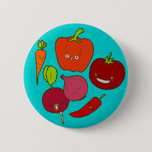 Hot & Zesty Vegetables Doodle Art Button