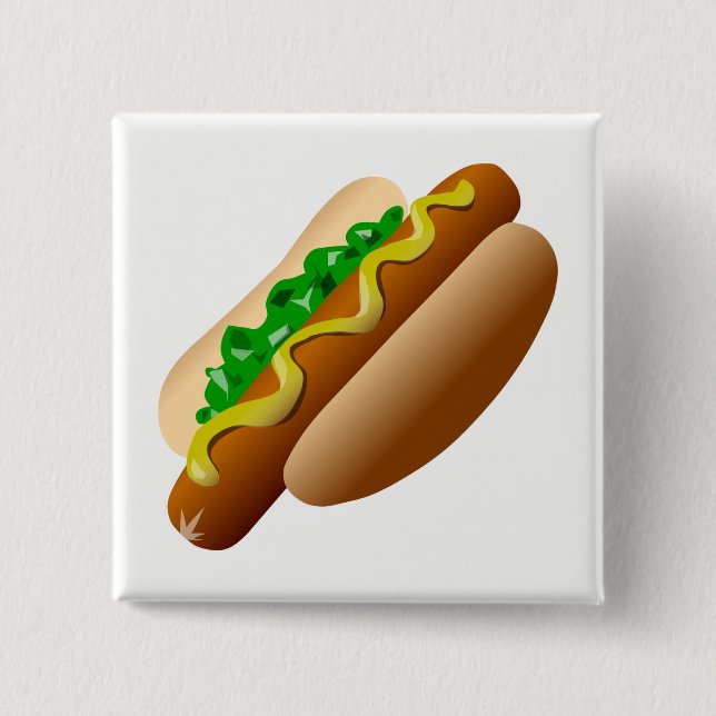 Hotdog 2 Inch Square Button (Front)