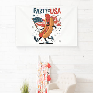 Hotdog 4th of July fireworks Independence Day Banner