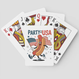 Hotdog 4th of July fireworks Independence Day Playing Cards