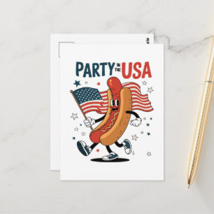 Hotdog 4th of July fireworks Independence Day Postcard