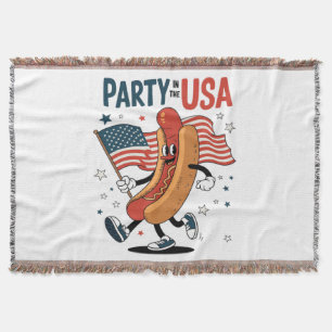 Hotdog 4th of July fireworks Independence Day Throw Blanket