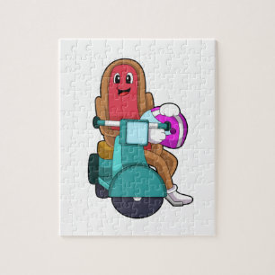 Hotdog as Biker with Scooter.PNG Jigsaw Puzzle