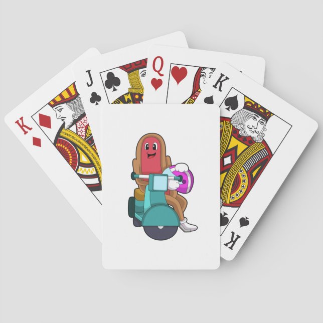 Hotdog as Biker with Scooter.PNG Playing Cards (Back)