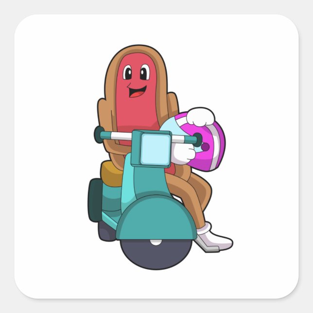 Hotdog as Biker with Scooter.PNG Square Sticker (Front)