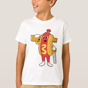 Hotdog as Carpenter with Saw & Wood T-Shirt