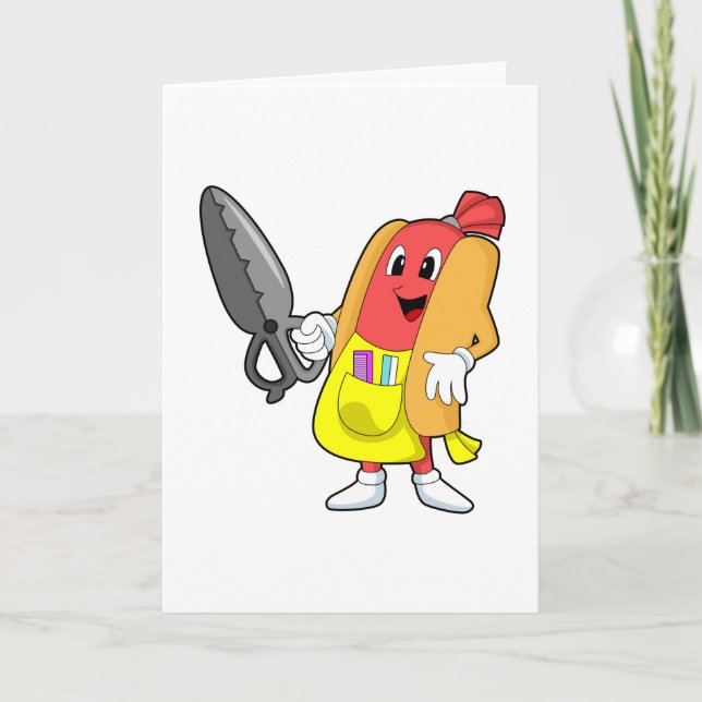 Hotdog as Hairdresser with Scissors Card (Front)