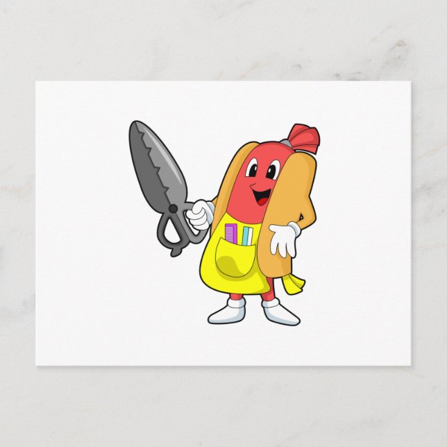 Hotdog as Hairdresser with Scissors Postcard (Front)