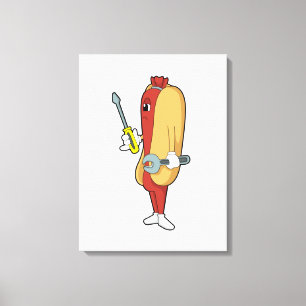 Hotdog as Mechanic with Tool Canvas Print