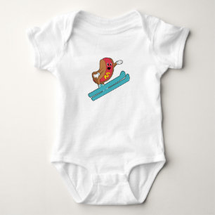 Hotdog as Ski jumper with Ski.PNG Baby Bodysuit