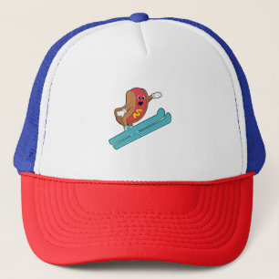 Hotdog as Ski jumper with Ski.PNG Trucker Hat