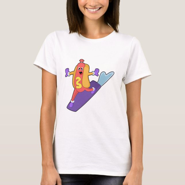 Hotdog as Snowboarder with Sonowboard T-Shirt (Front)