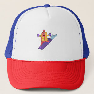 Hotdog as Snowboarder with Sonowboard Trucker Hat