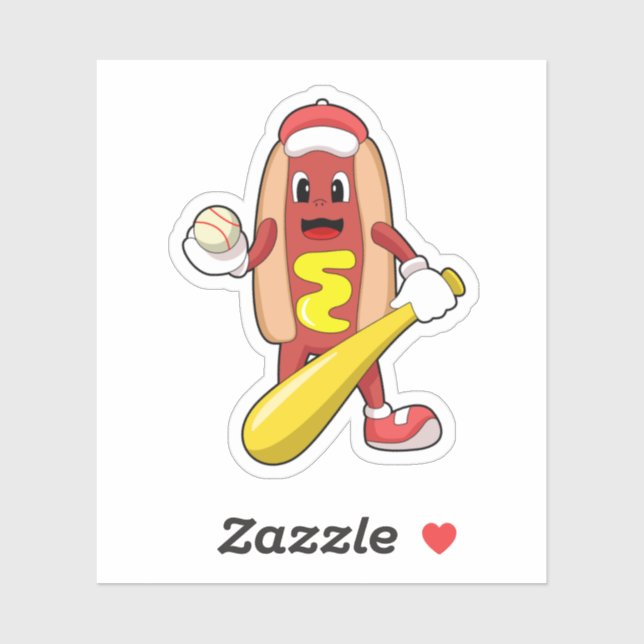 Hotdog at Baseball with Baseball bat (Sheet)