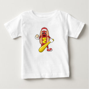 Hotdog at Baseball with Baseball bat Baby T-Shirt
