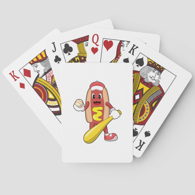 Hotdog at Baseball with Baseball bat Playing Cards (Back)