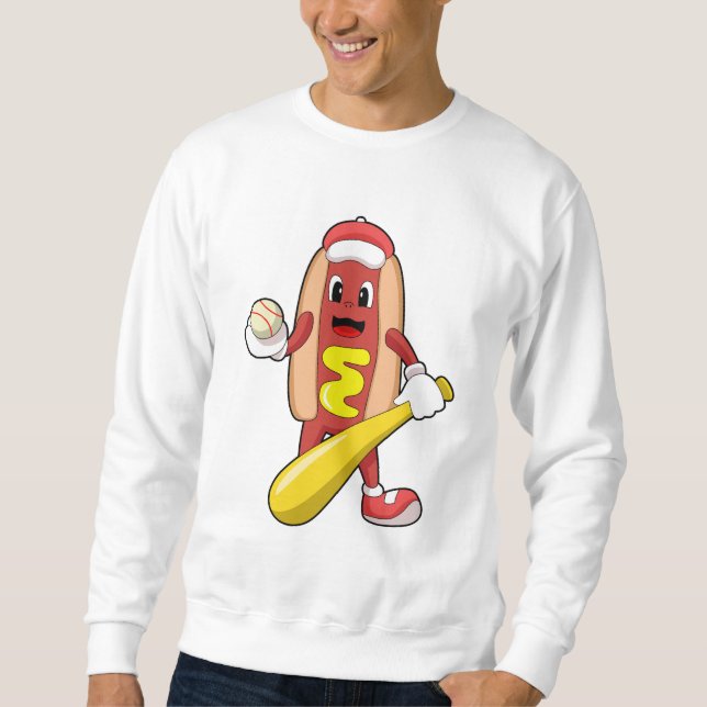 Hotdog at Baseball with Baseball bat Sweatshirt (Front)