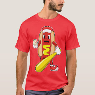 Hotdog at Baseball with Baseball bat T-Shirt