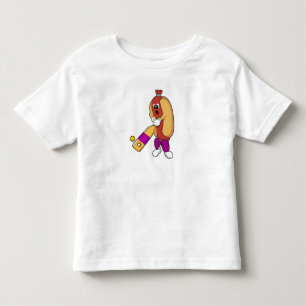Hotdog at Cricket with Cricket bat Toddler T-shirt
