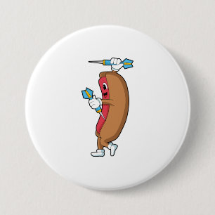 Hotdog at Darts with Dart.PNG 3 Inch Round Button