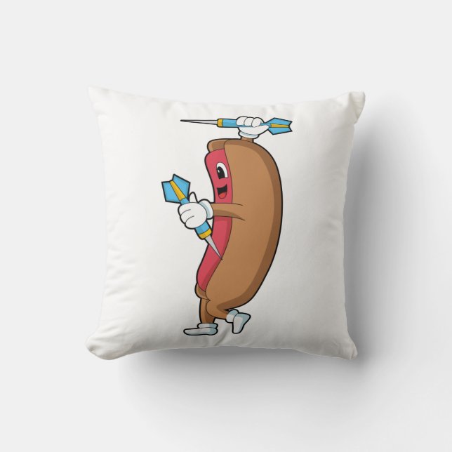 Hotdog at Darts with Dart.PNG Throw Pillow (Front)