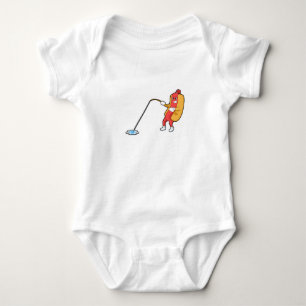 Hotdog at Fishing with Fishing rod Baby Bodysuit