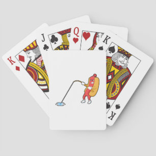 Hotdog at Fishing with Fishing rod Playing Cards