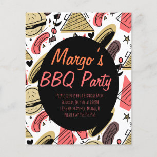Hotdog Burger Doodle BBQ Anniversaire Motif Flyers