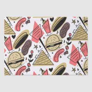 Hotdog Burger Doodle BBQ Birthday Pattern Tissue Paper