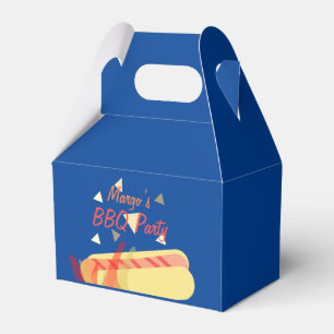 Hotdog Cookout BBQ Birthday Party  Blue   Favor Box