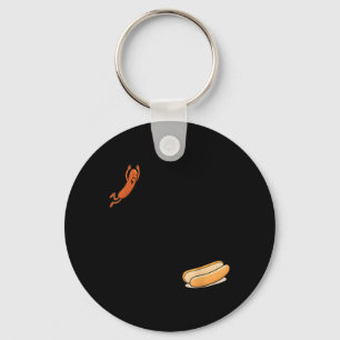 Hotdog Dive Hot Dog Jumping Into Bun Sausage Bbq Keychain