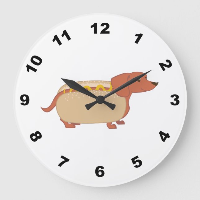 Hotdog Dog Large Clock (Front)