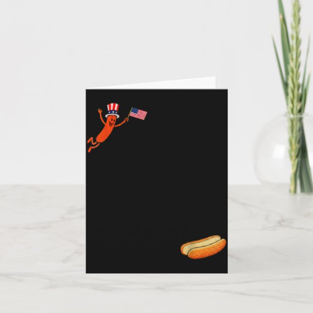 Hotdog Dom Dive Funny Uncle Sam Hot Dog Jumping Card (Front)