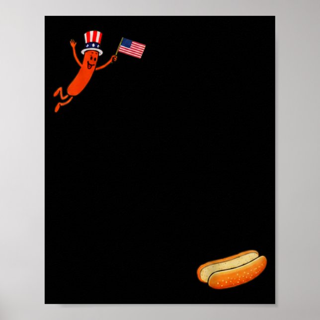 Hotdog Dom Dive Funny Uncle Sam Hot Dog Jumping Poster (Front)