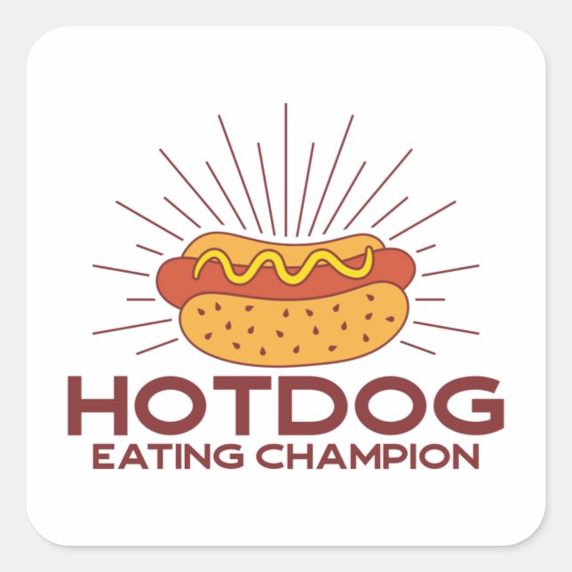 Hotdog Eating Champion Square Sticker (Front)