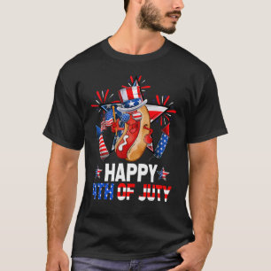 Hotdog Fireworks American Flag Happy 4th Of July T-Shirt