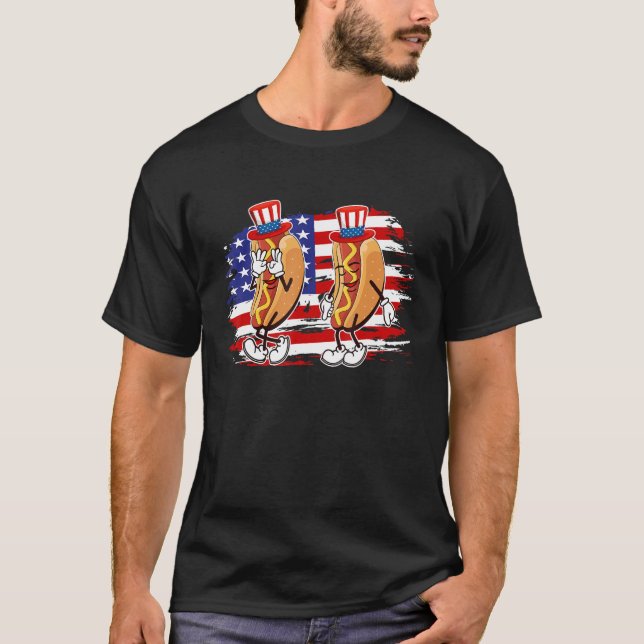 Hotdog Griddy Dance 4th of July 2023 Boys Girls Wo T-Shirt (Front)