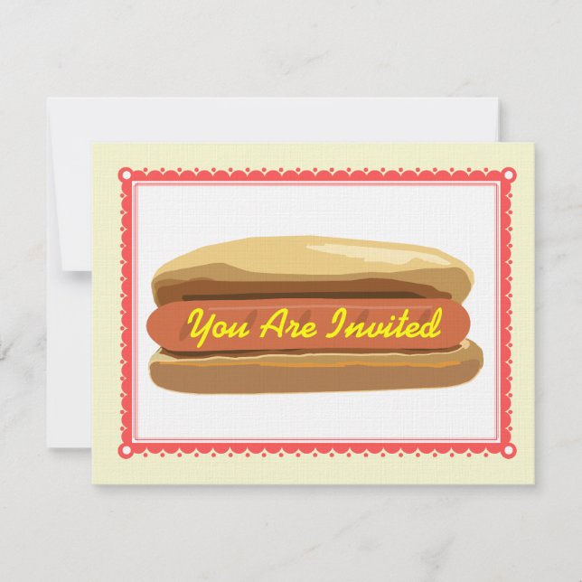 Hotdog Invitation- Summer Backyard Barbque Cookout Invitation (Front)