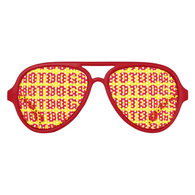 HotDog obession party shades. Funny red sunglasses (Front)