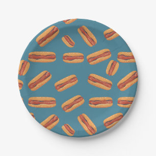 Hotdog Paper Party Plates Sports 4th Of July