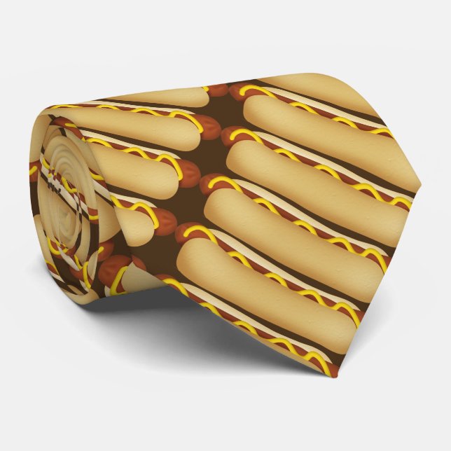 Hotdog pattern food fun tie (Rolled)